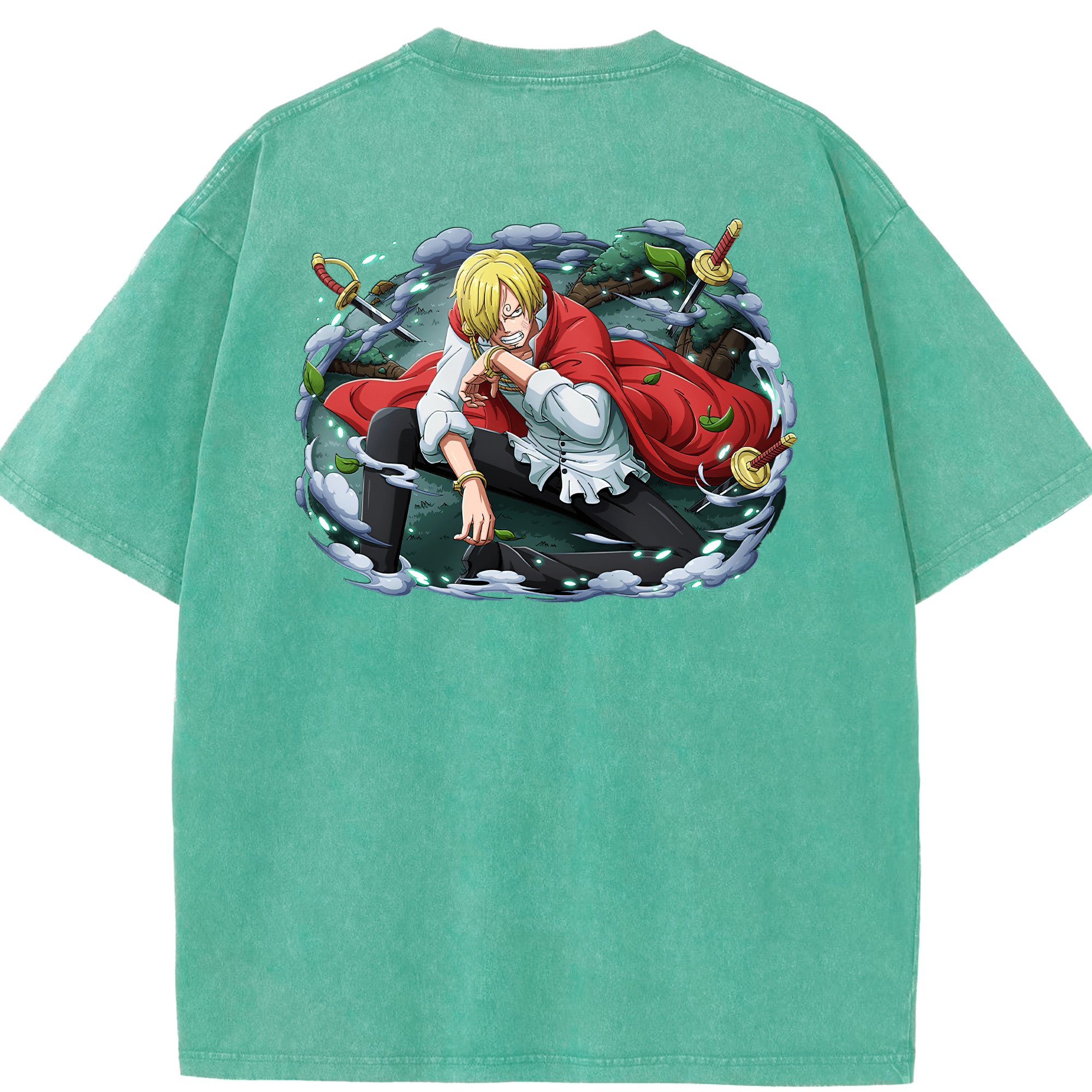 ワンピース サンジ ONE PIECE Sanji 綿100% ヴィンテージ風 半袖Tシャツ（背面プリント）